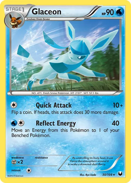 Glaceon, Pokémon card DEX 30 — Dark Explorers set