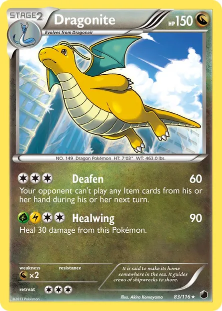 Dragonite, Pokémon card PLF 83 — Plasma Freeze set