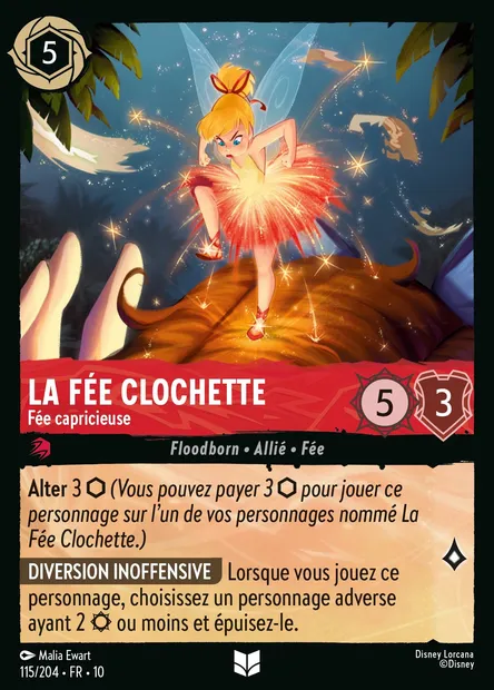 La Fée Clochette - Fée capricieuse, carte Disney Lorcana CH10-115 — extension Lueurs dans les Profondeurs
