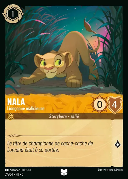 Nala - Lionçonne malicieuse, carte Disney Lorcana CH5-002 — extension Ciel Scintillant