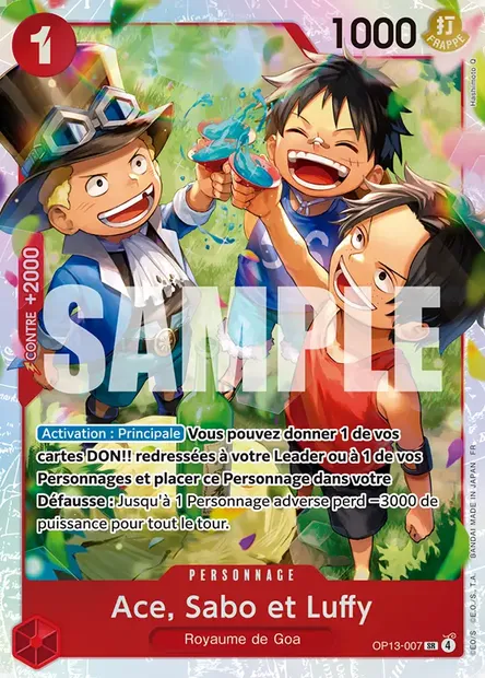 Ace, Sabo et Luffy, carte One Piece OP13-007 — extension SUCCESSEURS