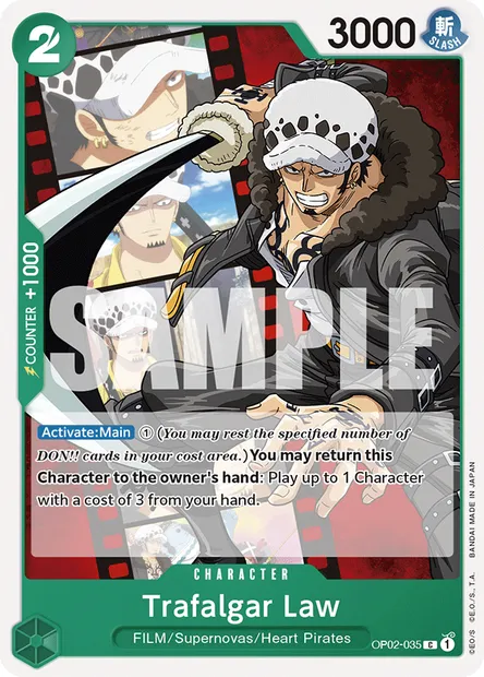 Trafalgar Law, carte One Piece OP02-035 — extension PARAMOUNT WAR
