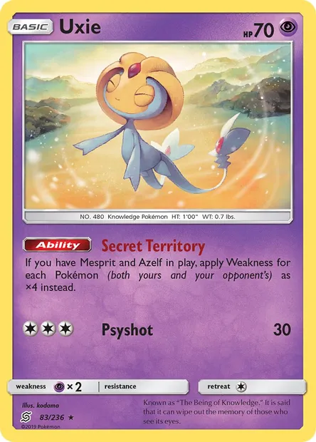 Uxie, Pokémon card UNM 83 — Unified Minds set