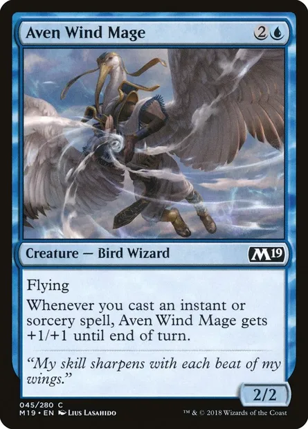 Aven Wind Mage, Magic card M19 45 — Core Set 2019 set