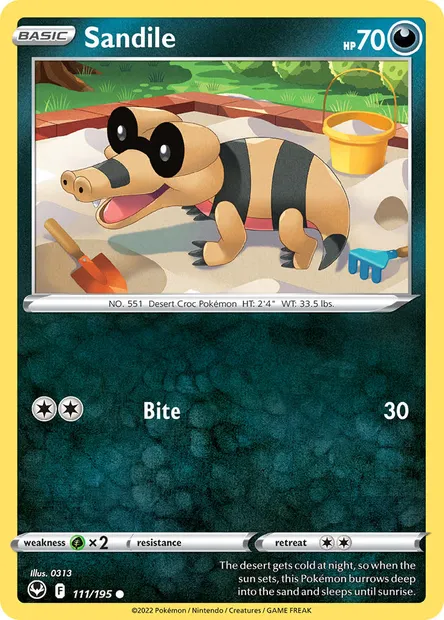 Sandile, Pokémon card SIT 111 — Silver Tempest set