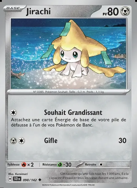 Jirachi, carte Pokémon SCR 098 — extension Couronne Stellaire