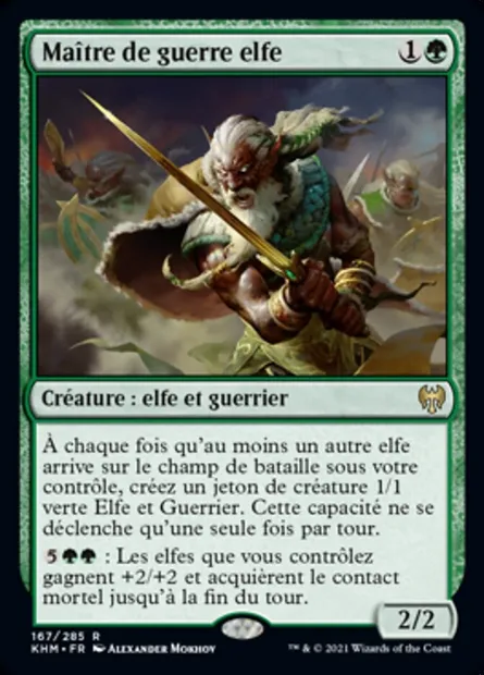 Maître de guerre elfe, carte Magic KHM 167 — extension Kaldheim