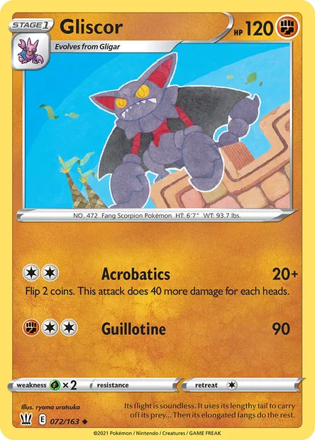 Gliscor, Pokémon card BST 72 — Battle Styles set