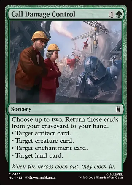 Call Damage Control, Magic card MSH 162 — Marvel Super Heroes set