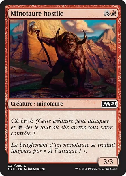 Minotaure hostile, carte Magic M20 331 — extension Core Set 2020