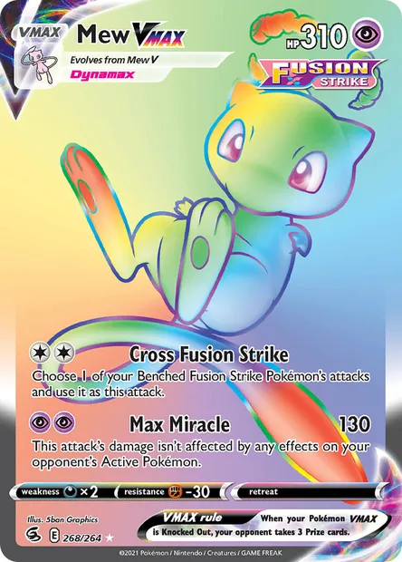 Mew VMAX, Pokémon card FST 268 — Fusion Strike set