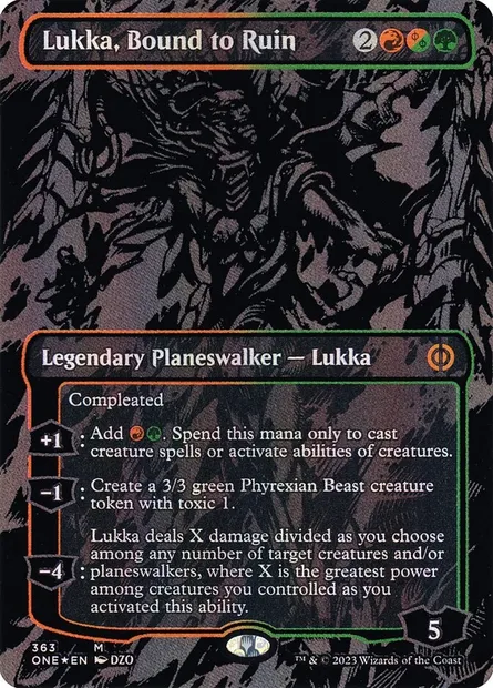 Lukka, Bound to Ruin, Magic card ONE 363 — Phyrexia: All Will Be One set