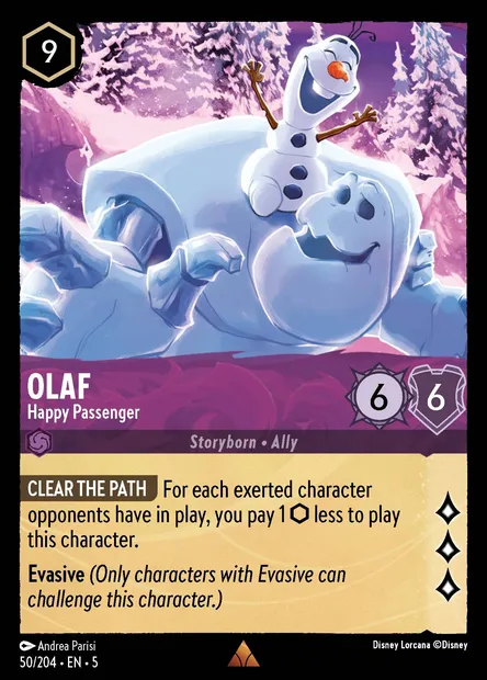 Olaf - Happy Passenger, Disney Lorcana card CH5-050 — Shimmering Skies set