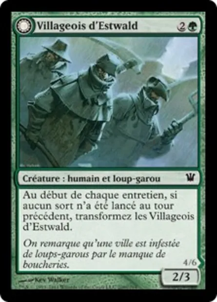 Villageois d'Estwald // Hurlemeute d'Estwald, carte Magic ISD 209 — extension Innistrad