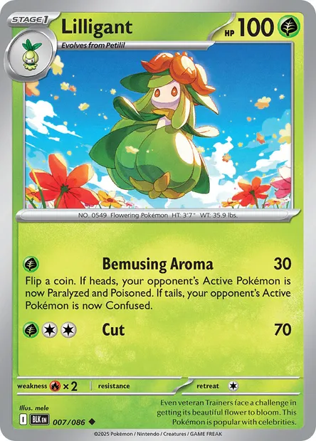 Lilligant, Pokémon card BLK 007 — Black Bolt set