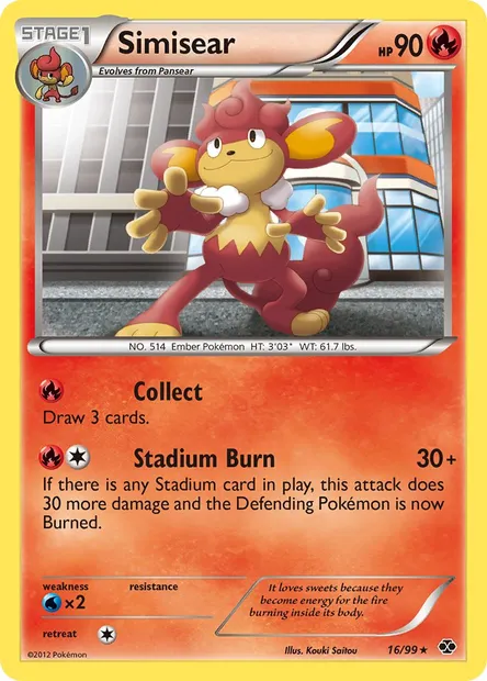 Simisear, Pokémon card NXD 16 — Next Destinies set