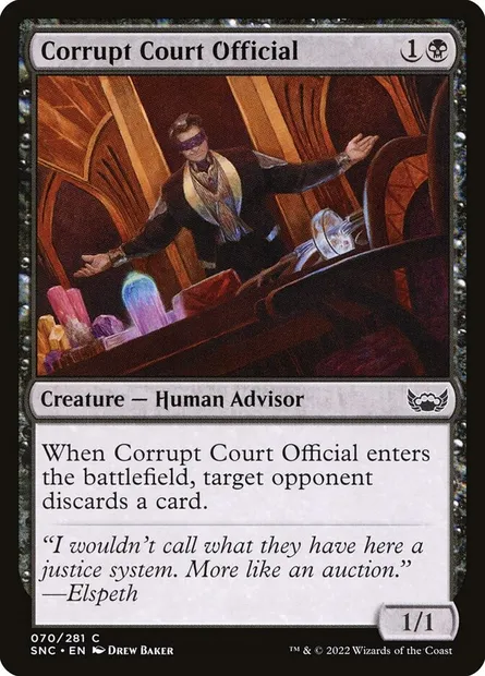 Corrupt Court Official, Magic card SNC 70 — Streets of New Capenna set