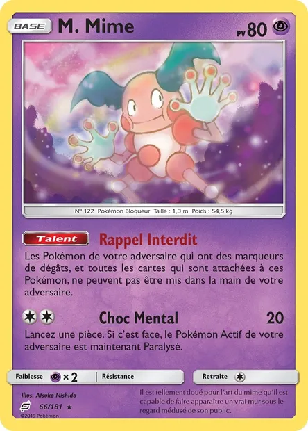 M. Mime, carte Pokémon TEU 66 — extension Duo de Choc