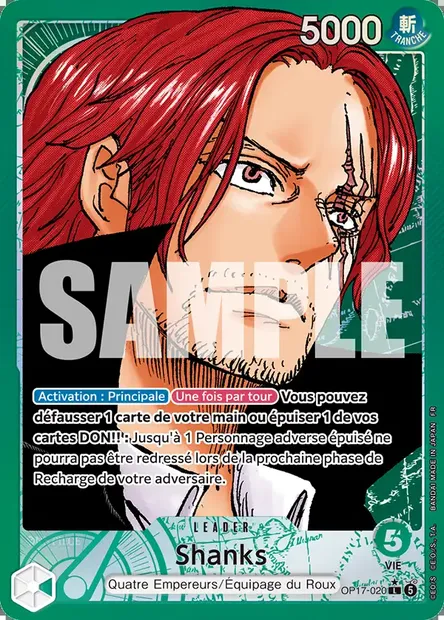 Shanks, carte One Piece OP17-020 — extension LES GUERRIERS LES PLUS PUISSANTS AU MONDE