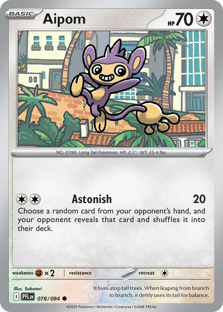 Aipom, Pokémon card PFL 078 — Phantasmal Flames set