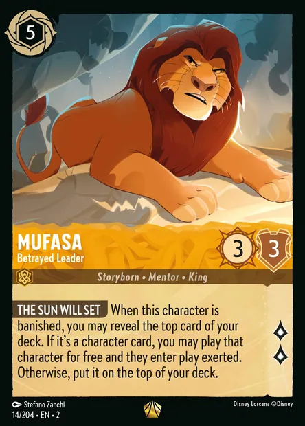 Mufasa - Betrayed Leader, Disney Lorcana card CH2-014 — Rise of the Floodborn set