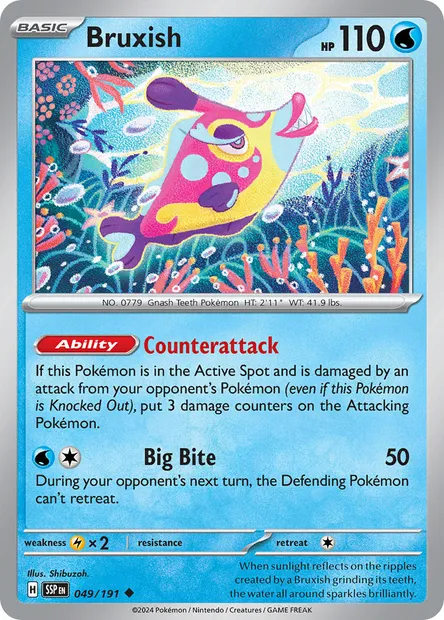 Bruxish, Pokémon card SSP 049 — Surging Sparks set