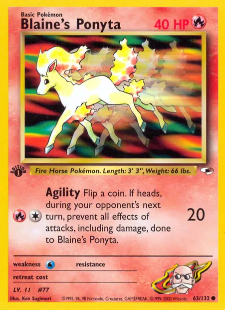 Blaine's Ponyta, carte Pokémon GH 63 — extension Gym Heroes