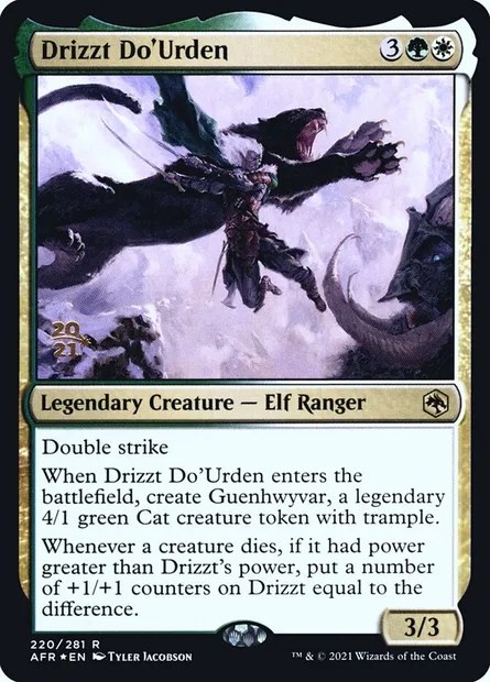 Drizzt Do'Urden, carte Magic PAFR 220s — extension Adventures in the Forgotten Realms Promos