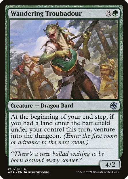 Wandering Troubadour, Magic card AFR 210 — Adventures in the Forgotten Realms set