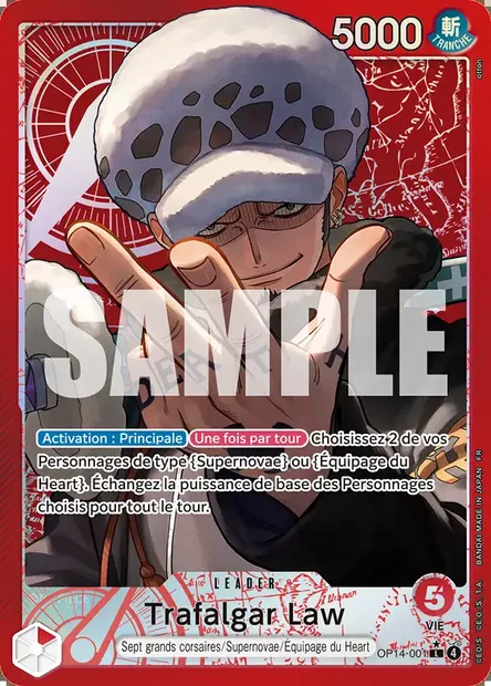 Trafalgar Law, carte One Piece OP14-001 — extension LES SEPT DE LA MER D'AZUR