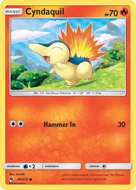 Cyndaquil, Pokémon card LOT 40 — Lost Thunder set