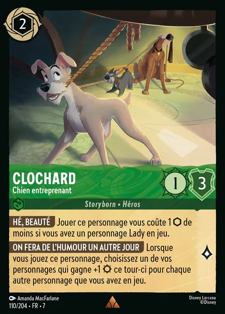 Clochard - Chien entreprenant, carte Disney Lorcana CH7-110 — extension L'île d'Archazia