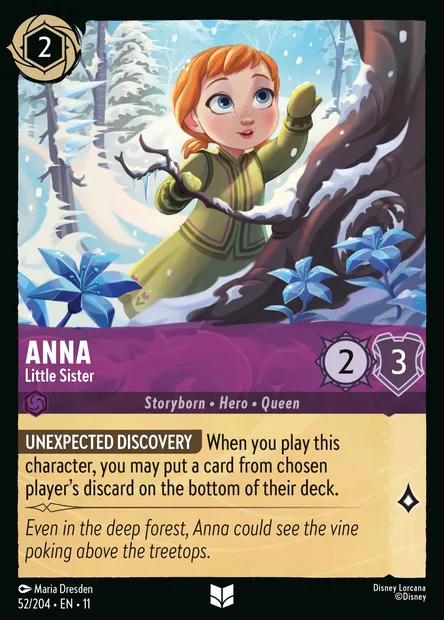 Anna - Little Sister, Disney Lorcana card CH11-052 — Winterspell set