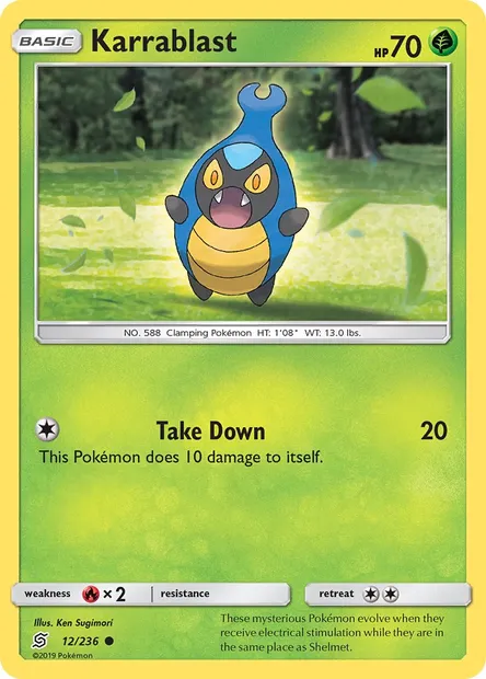 Karrablast, Pokémon card UNM 12 — Unified Minds set