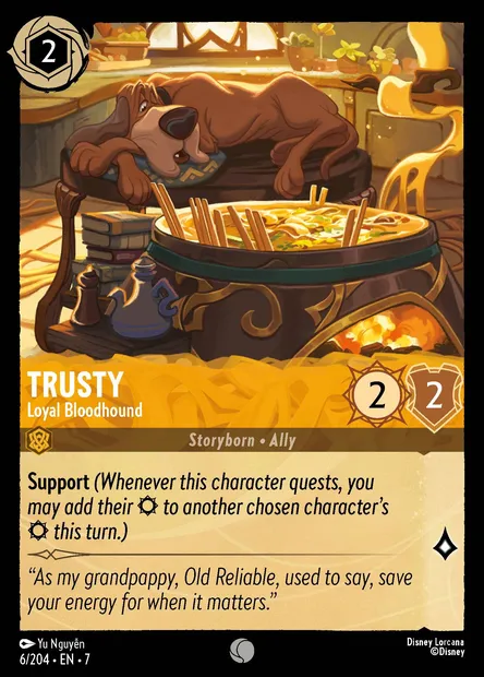 Trusty - Loyal Bloodhound, Disney Lorcana card CH7-006 — Archazia's Island set