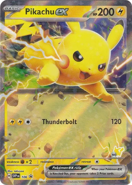 Pikachu-ex, carte Pokémon BA24 106-60 — extension Battle Academy 2024