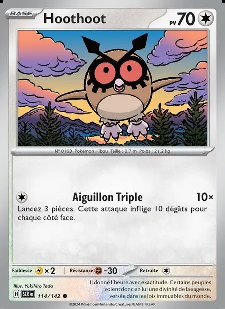 Hoothoot, carte Pokémon SCR 114 — extension Couronne Stellaire