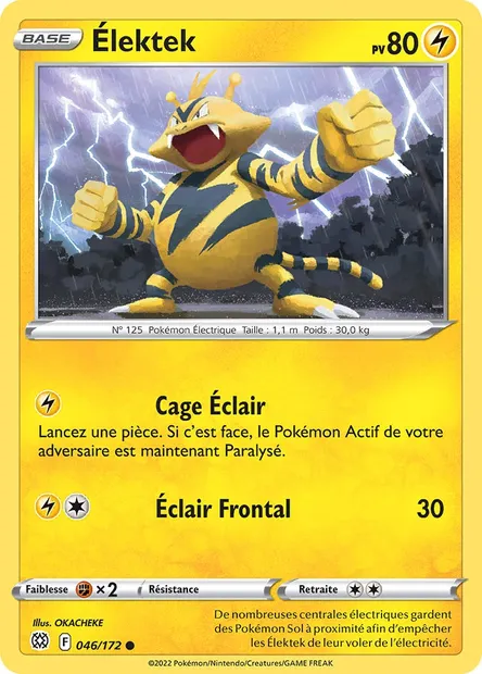Élektek, carte Pokémon BRS 046 — extension Stars Étincelantes