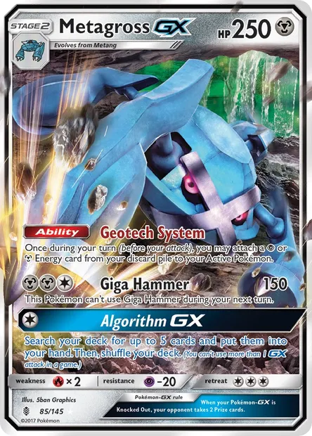Metagross GX, Pokémon card GRI 85 — Guardians Rising set