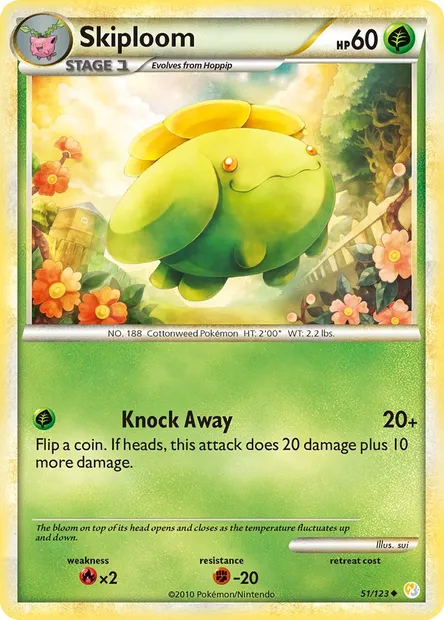 Skiploom, Pokémon card HS 51 — HeartGold SoulSilver set