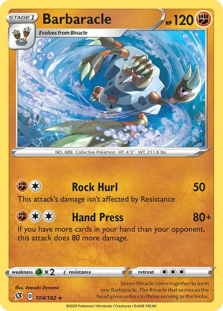 Barbaracle, Pokémon card RCL 104 — Rebel Clash set