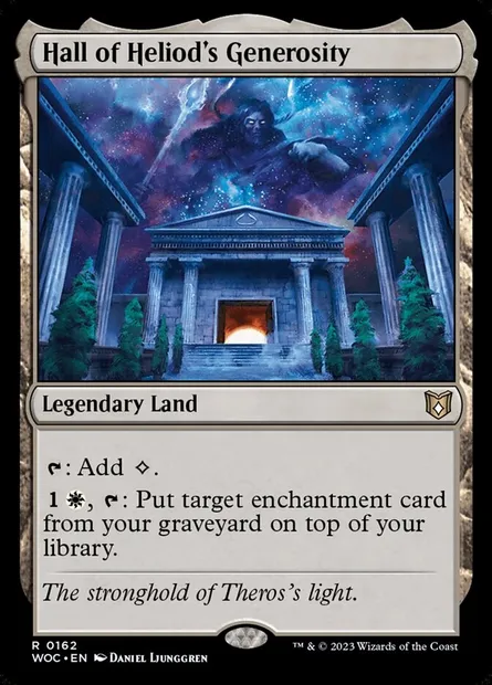 Mégaron de la générosité d'Héliode, carte Magic WOC 162 — extension Wilds of Eldraine Commander