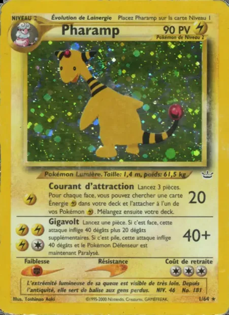 Pharamp, carte Pokémon NR 1 — extension Neo Revelation