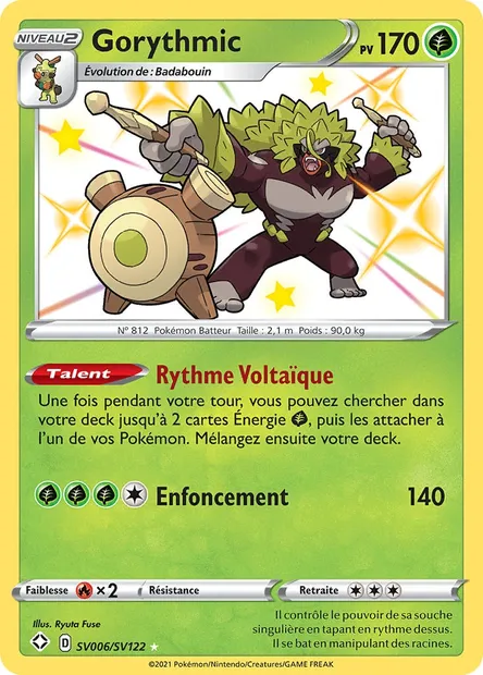Gorythmic, carte Pokémon SHF SV006 — extension Destinées Radieuses