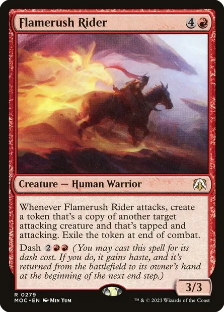 Flamerush Rider, Magic card MOC 279 — March of the Machine Commander set