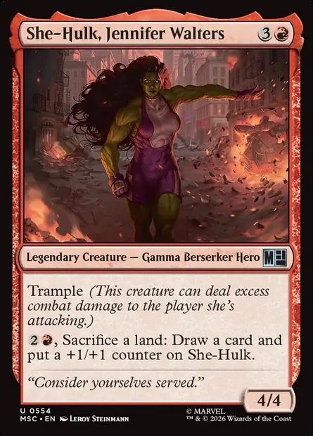 She-Hulk, Jennifer Walters, Magic card MSC 554 — Marvel Super Heroes Commander set