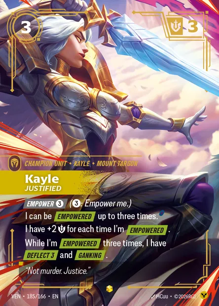 Kayle, carte Riftbound VEN 185 — extension Vendetta