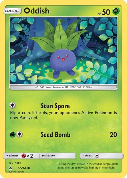 Oddish, Pokémon card UNB 5 — Unbroken Bonds set