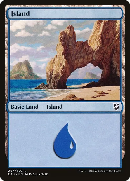 Island, Magic card C18 297 — Commander 2018 set