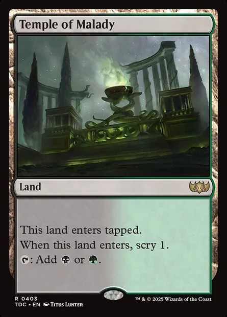 Temple of Malady, Magic card TDC 403 — Tarkir: Dragonstorm Commander set